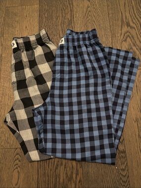 GAP Buffalo Gingham Pajama Pants Flannel Light Blue & Black, Gray & Black (sz 6)